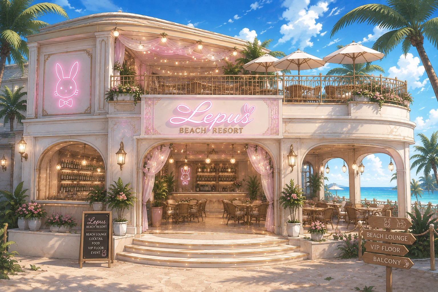 海に面したLepus Beach Resortの外観